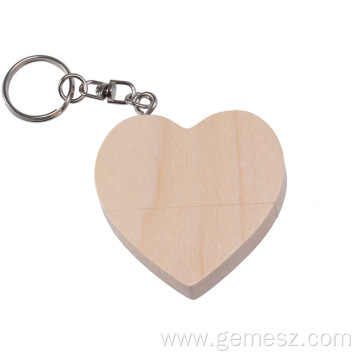 Free Custom Logo Wooden Love Heart Flash Drive